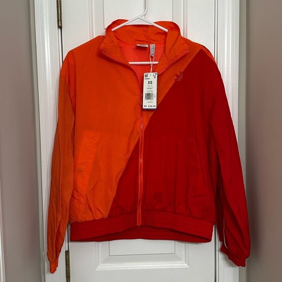 Adidas Women’s Japona TT Track Jacket XS Red Orange Adicolor Zip Windbreaker NWT - Picture 1 of 10